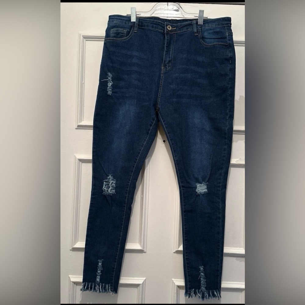 Blue jeans from SHEIN. Straight leg.